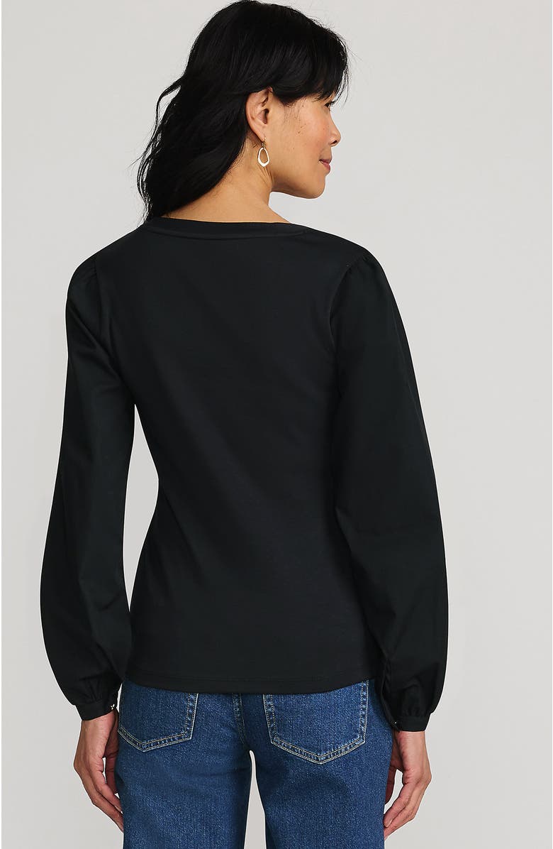 Lands' End Supima Interlock Scoop Neck Blouson Sleeve Top, Alternate, color, 