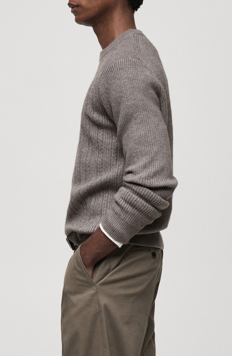 MANGO Combined Cable Knit Sweater, Alternate, color,
