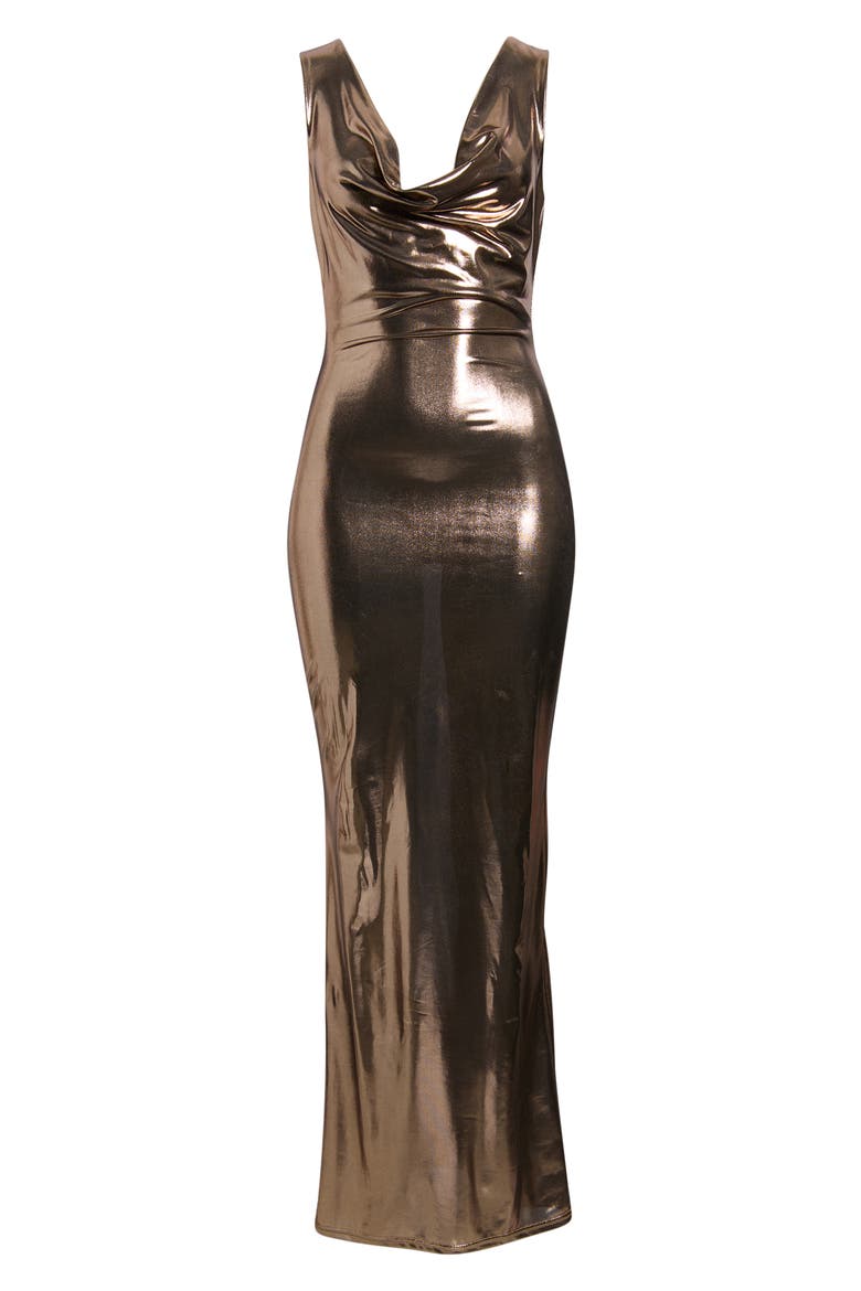 Jolie Metallic Sleeveless Maxi Dress, Alternate, color, ROSE GOLD