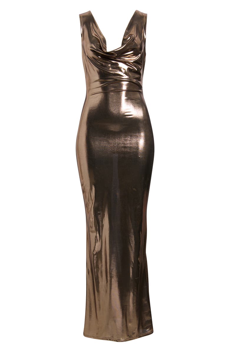 NIKKI LUND Jolie Metallic Sleeveless Maxi Dress, Alternate, color, Rose Gold