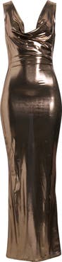 NIKKI LUND Jolie Metallic Sleeveless Maxi Dress