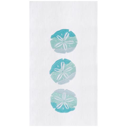 Sand Dollar Trio Embroidered Cotton Flour Sack Kitchen Towel