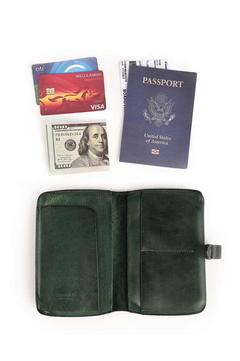 Leeds Genuine Leather Bifold Passport Holder, Alternate, color, Kale