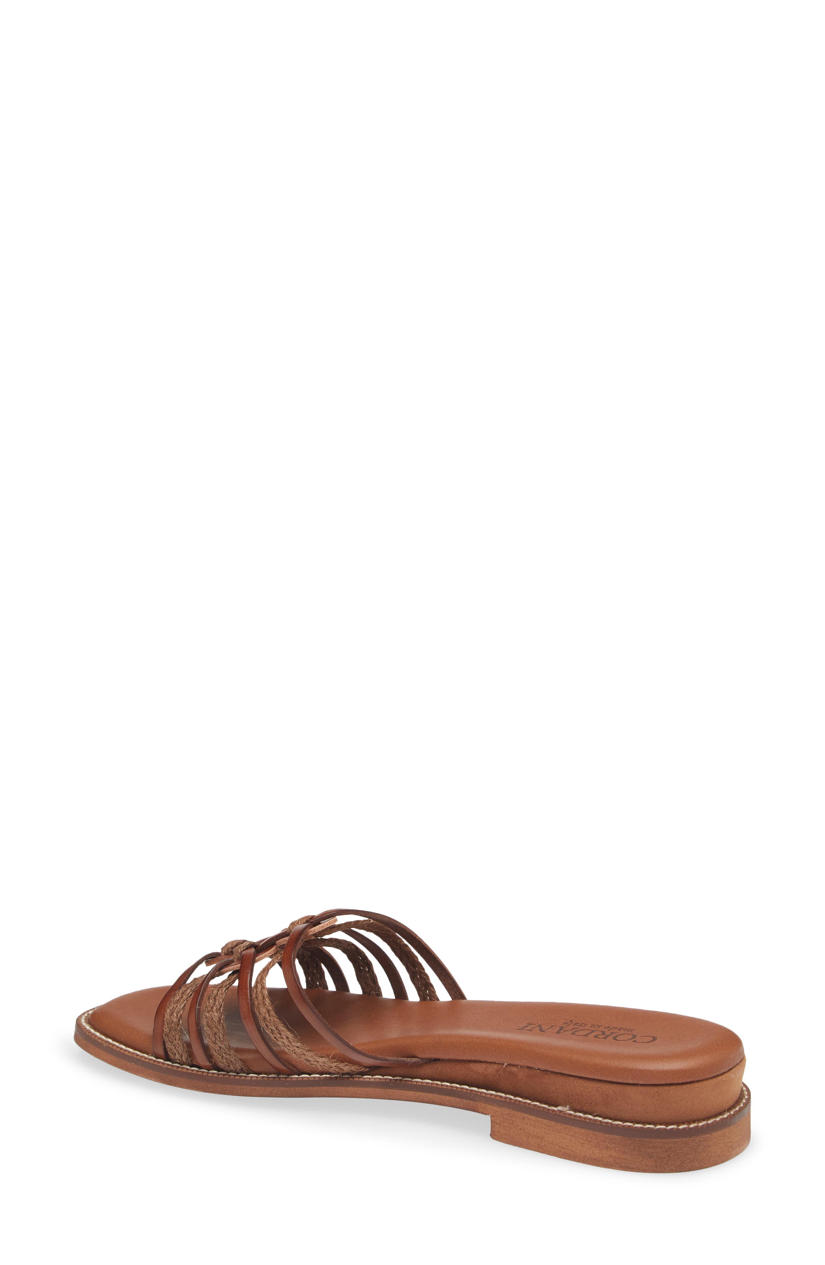 Cordani Hollace Leather & Raffia Slide Sandal, Alternate, color, Cuoio Leather
