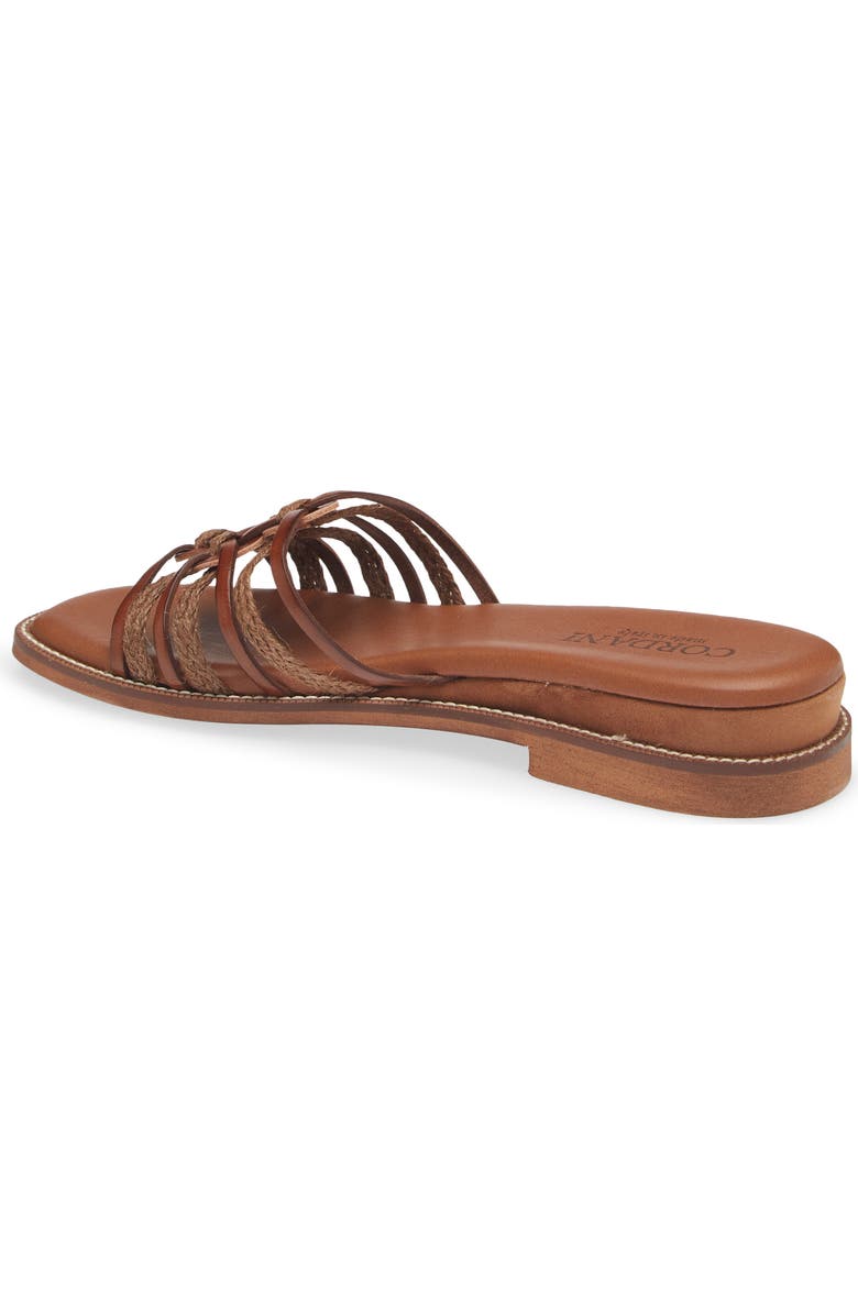 Cordani Hollace Leather & Raffia Slide Sandal, Alternate, color, Cuoio Leather