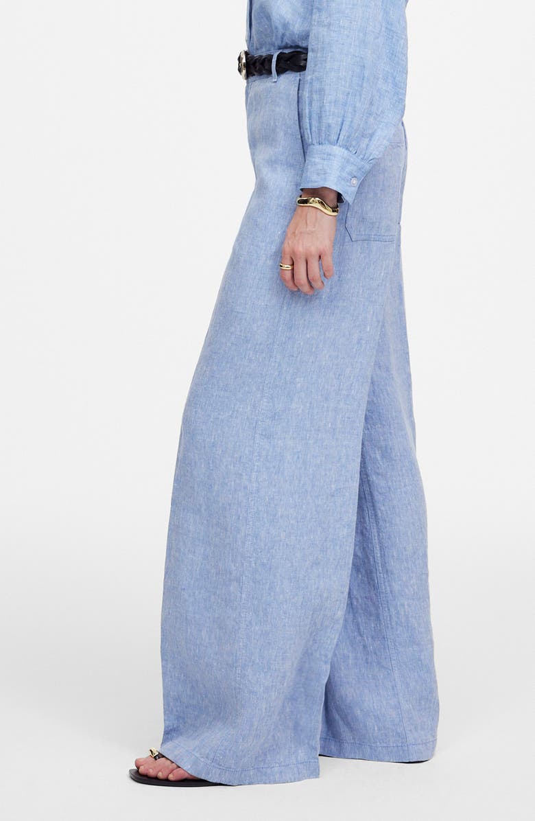 Madewell Zoe Relaxed Wide Leg Linen Pants, Alternate, color, Sunfaded Blue