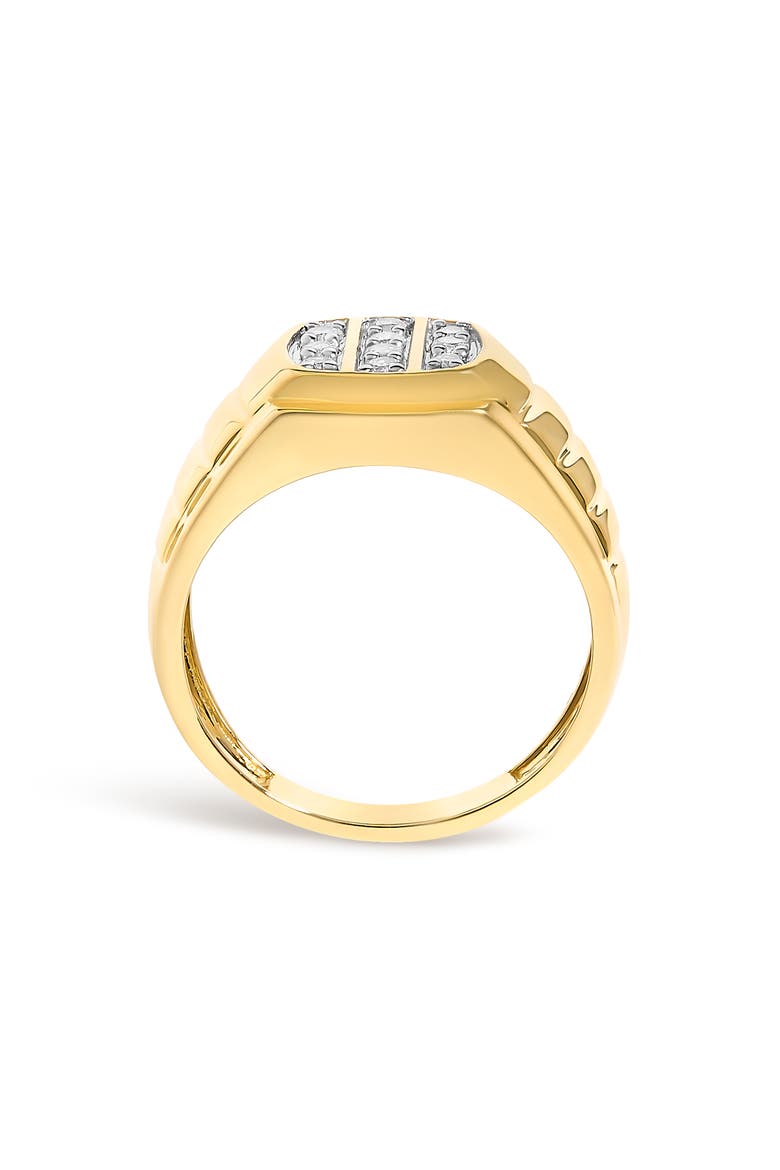 Men's 14K Yellow Gold Plated Sterling Silver 1/3 Cttw Diamond Grooved Band Ring, Alternate, color, Yellow Gold over Silver