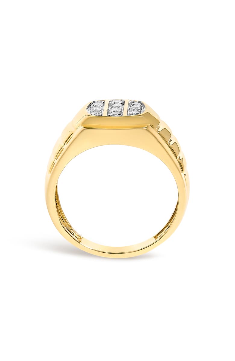 Haus of Brilliance Men's 14K Yellow Gold Plated Sterling Silver 1/3 Cttw Diamond Grooved Band Ring, Alternate, color, Yellow Gold Over Silver