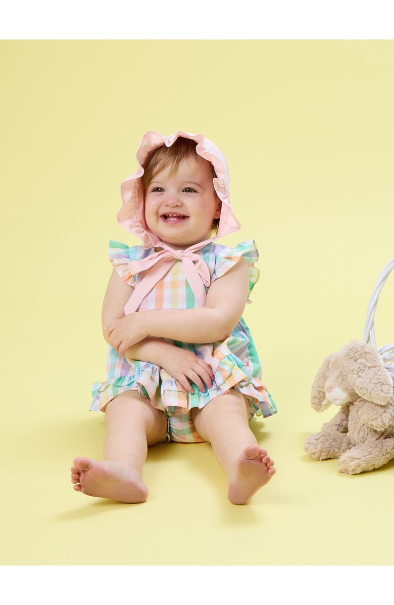 RuffleButts Woven Ruffle Sleeve Swing Top & Bloomer Set, Alternate, color, Poppy Rainbow Plaid
