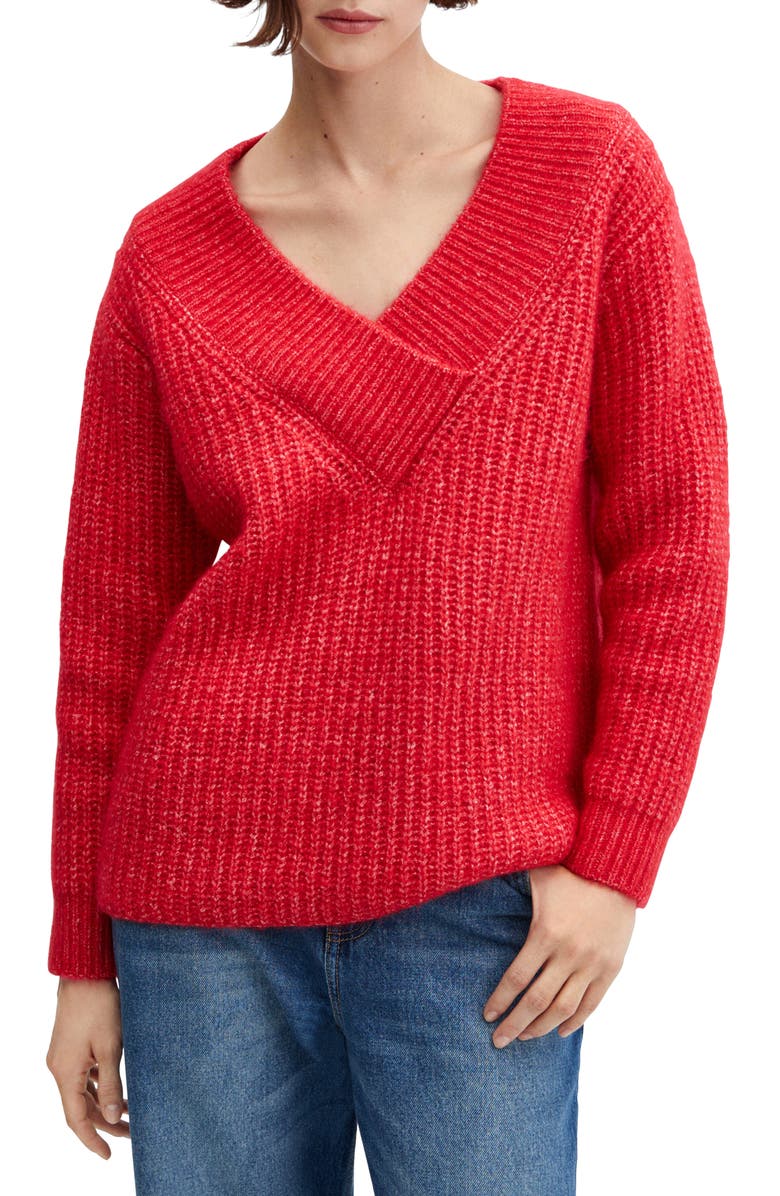 MANGO Chunky V-Neck Sweater, Main, color, 