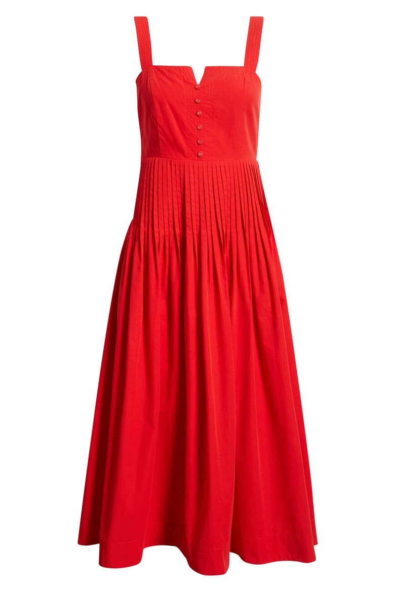 Pintuck Pleat Sleeveless Midi Dress, Alternate, color, RED