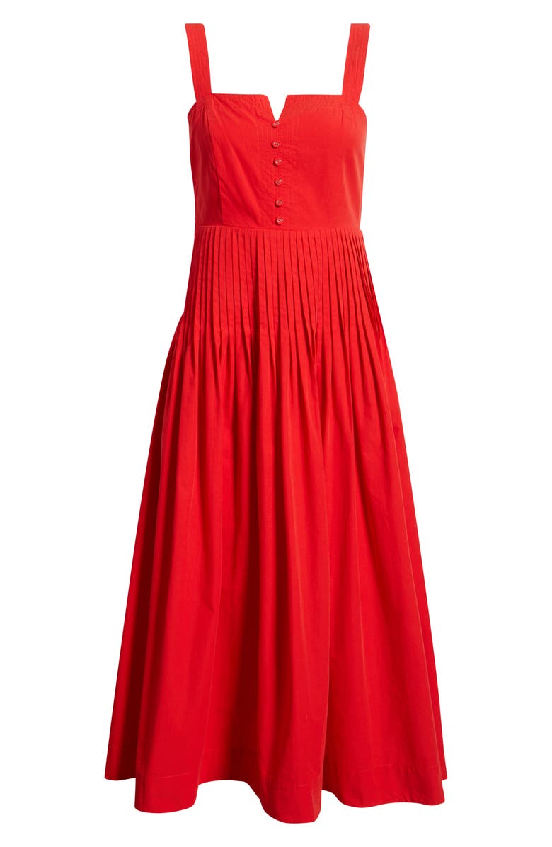 MOON RIVER Pintuck Pleat Sleeveless Midi Dress, Alternate, color, Red