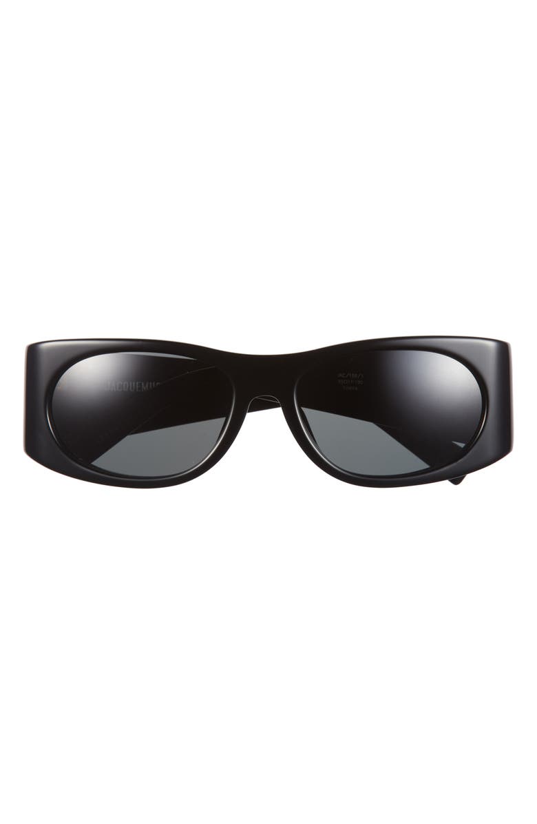 Jacquemus The Pilota Sunglasses, Main, color, Black/ Light Gold/ Grey