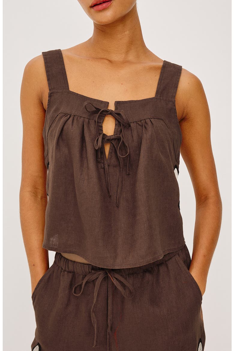 Calais Embroidered Crop Tank, Main, color, COCOA FLORAL EMBROIDERY
