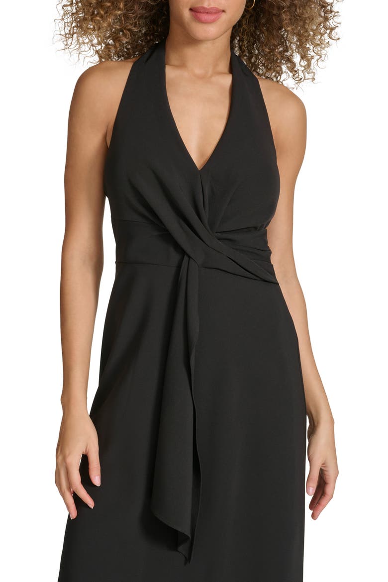 Halter Midi Dress, Alternate, color, BLACK