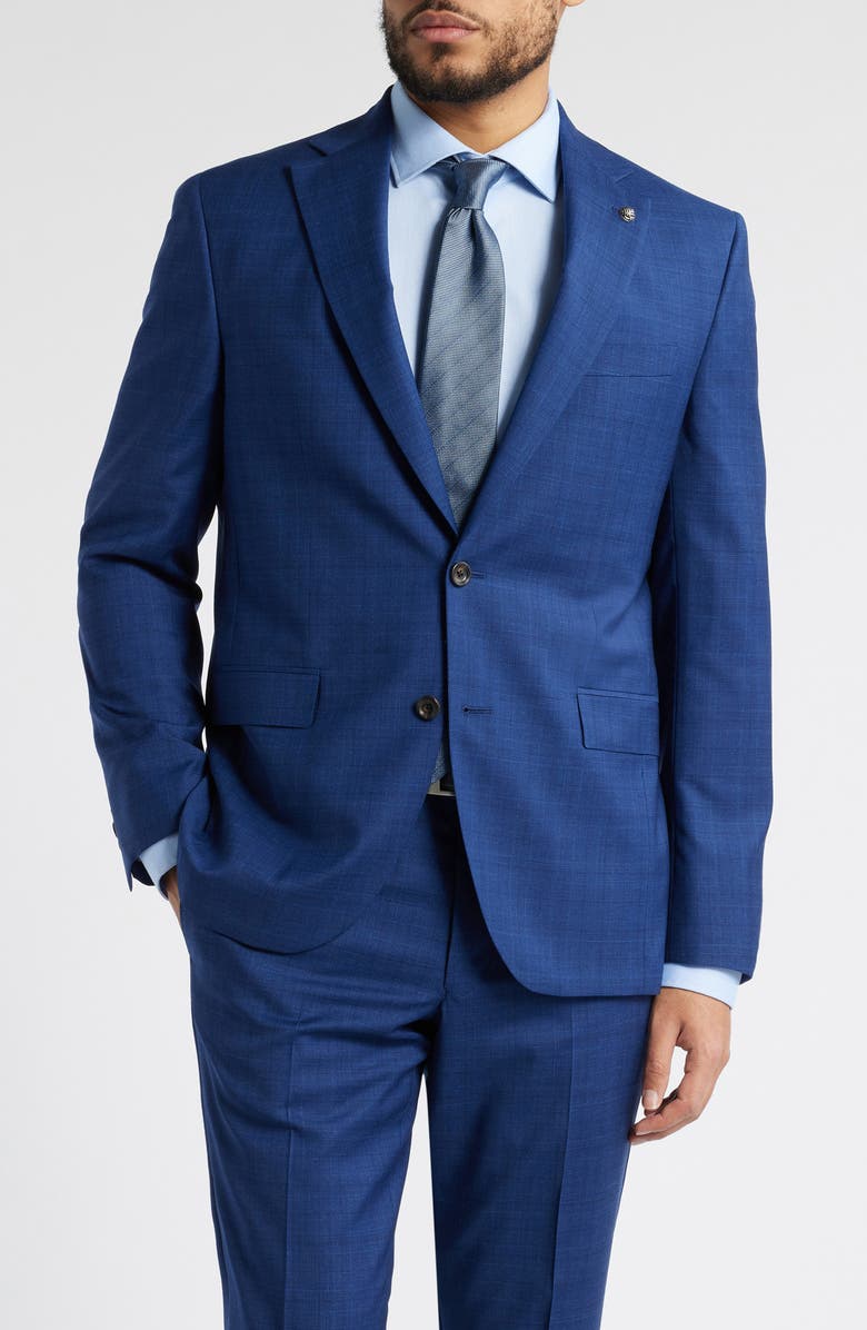 Jack Victor Esprit Plaid Super 110s Wool Suit, Alternate, color, Navy