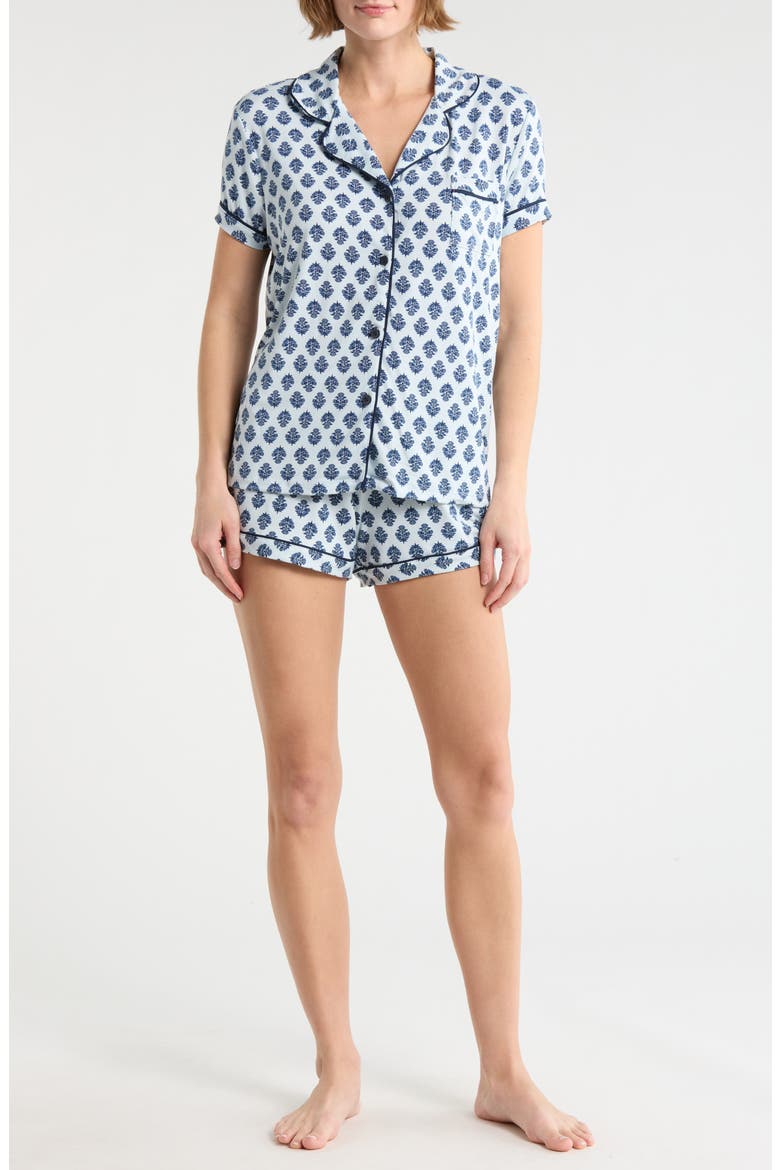 Mana 3-Piece Jersey Pajamas, Alternate, color, INDIGO BLOCK PRINT O