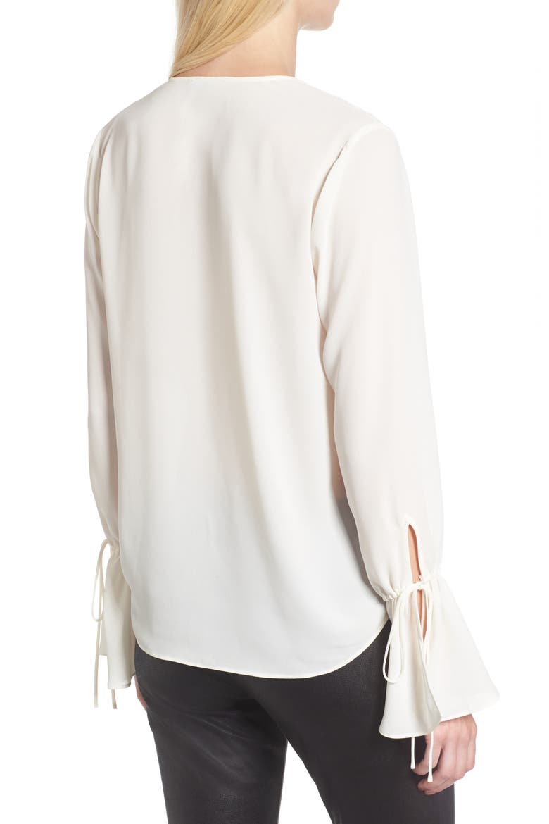Surplice Tie Sleeve Top, Alternate, color, IVORY
