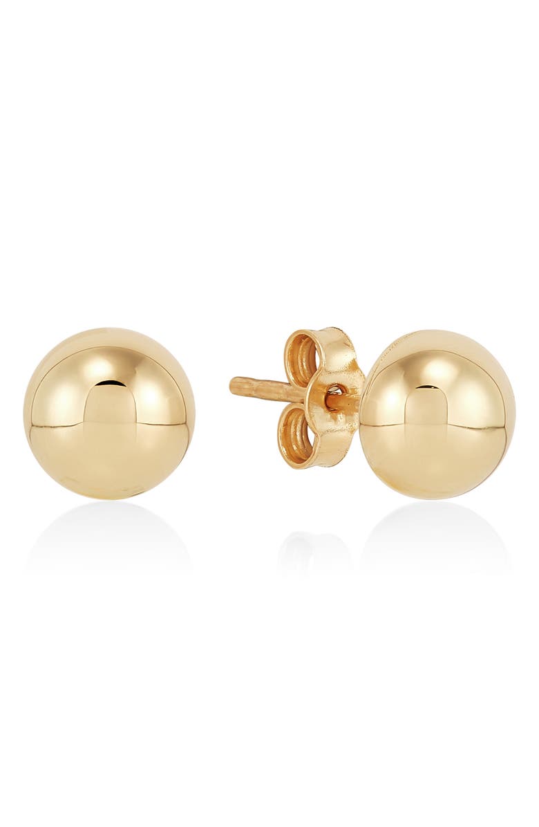 Frankie & Zoe 6mm Half Ball Stud Earrings, Alternate, color, Yellow Gold