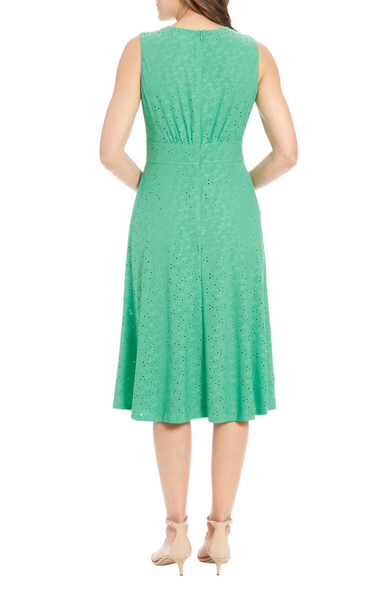 London Times Eyelet Jersey Sleeveless Midi Dress, Alternate, color, 