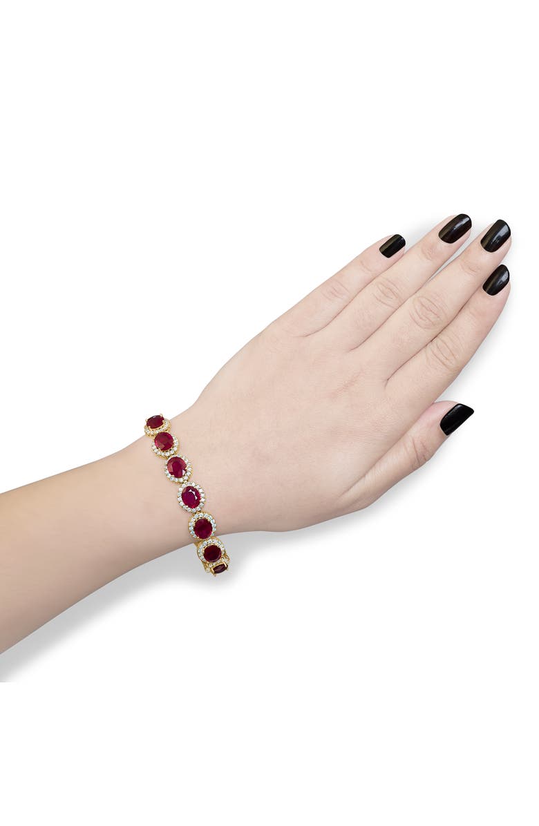 Haus of Brilliance 14K Gold 6 2/5 Ct Diamond & 34 Ct Ruby Halo Link Bracelet, Alternate, color, Yellow