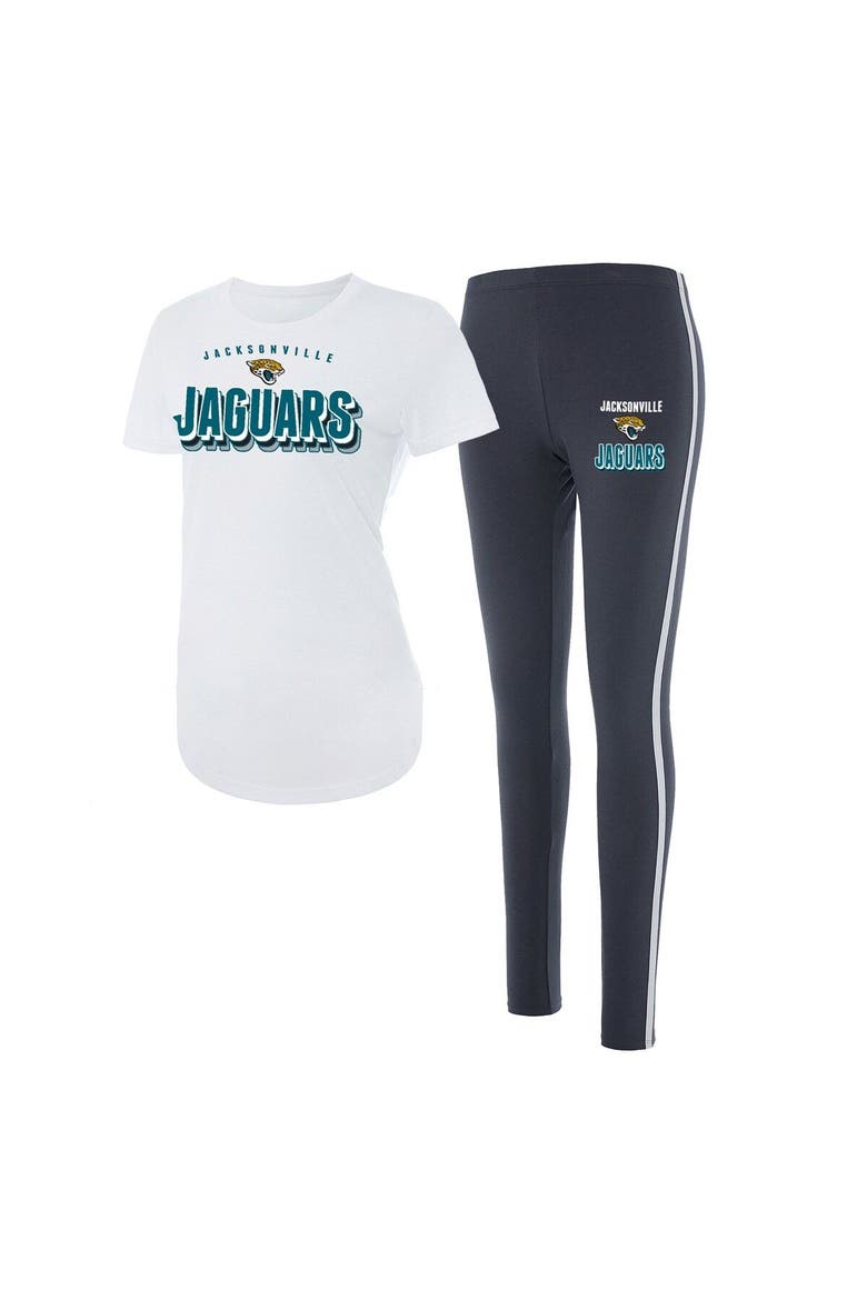 Women's Concepts Sport White/Charcoal Jacksonville Jaguars Sonata T-Shirt & Leggings Set, Alternate, color, White