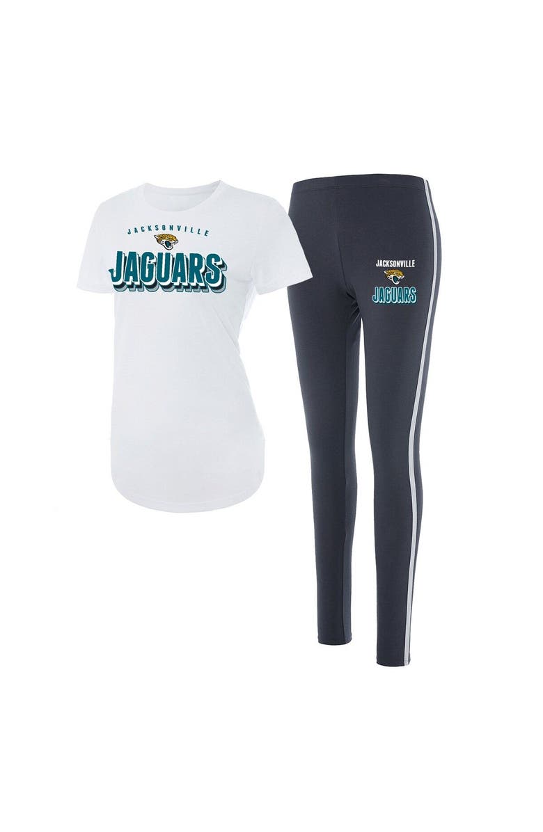 CONCEPTS SPORT Women's Concepts Sport White/Charcoal Jacksonville Jaguars Sonata T-Shirt & Leggings Set, Alternate, color, White