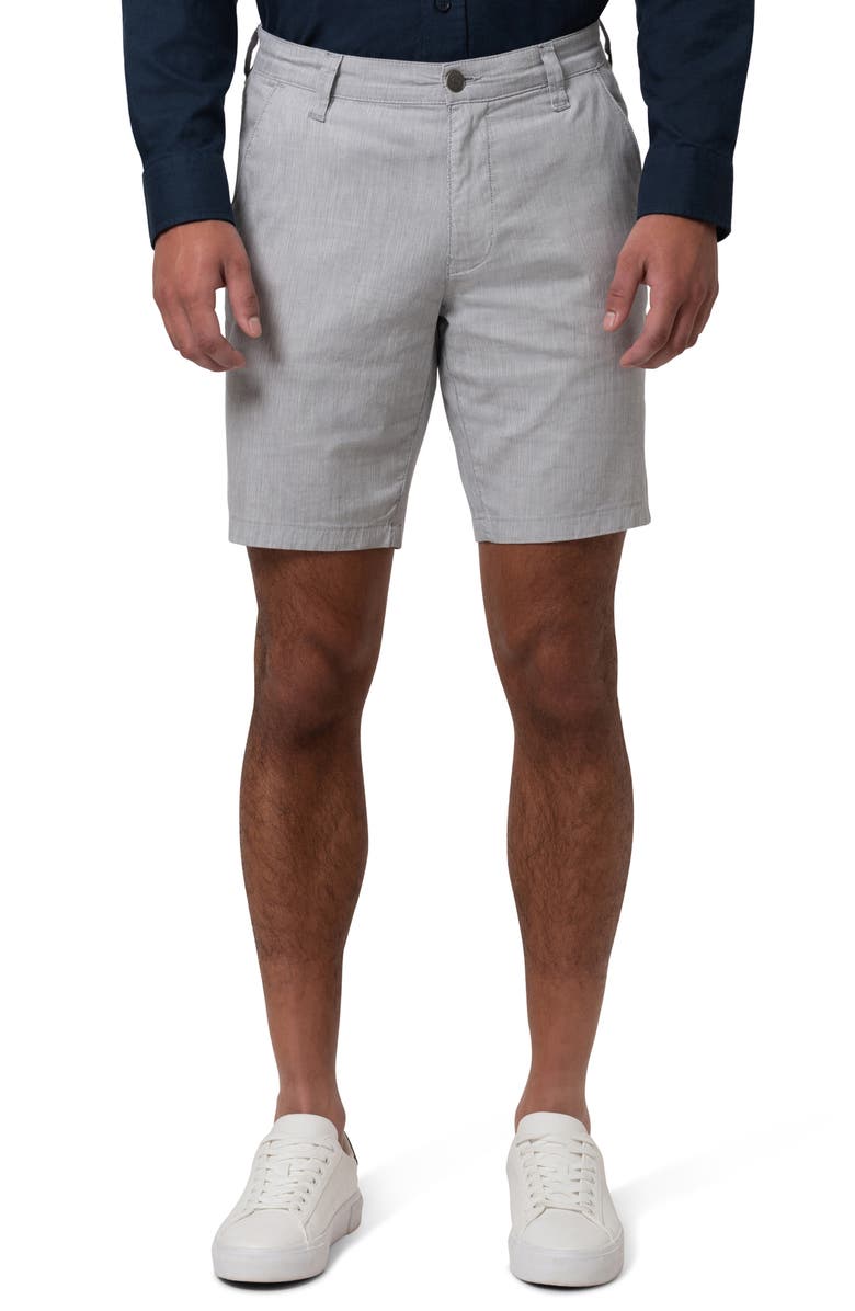 Mavi Jeans Noah Flat Front Stretch Cotton & Linen Shorts, Main, color, Light Grey Linen Stripe