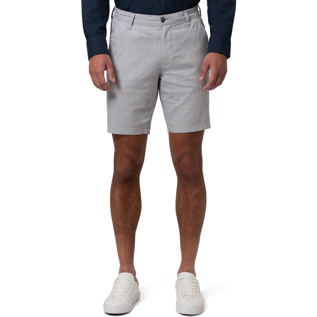 Mavi Jeans Noah Flat Front Stretch Cotton & Linen Shorts In Light Grey Linen Stripe
