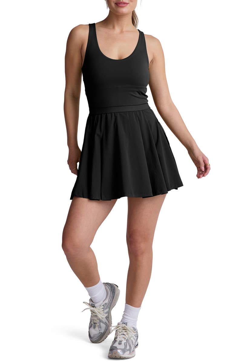 Beyond Yoga Score Pleated Minidress, Main, color, True Black