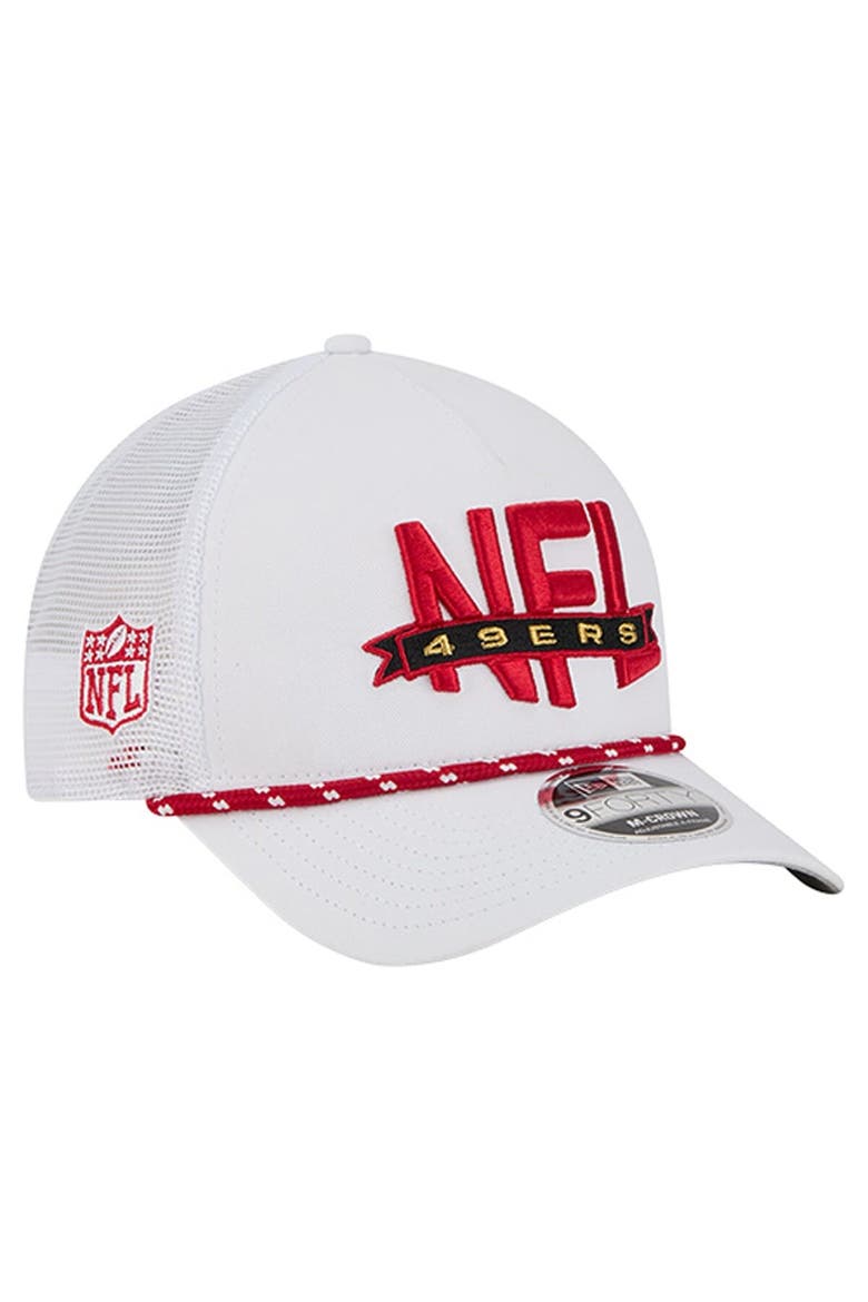 Men's New Era White San Francisco 49ers NFL 9FORTY A-Frame M-Crown Adjustable Trucker Hat, Main, color, White