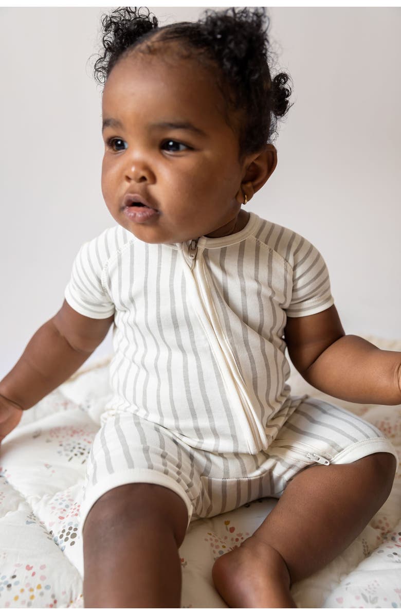 Pehr Stripe Fitted Organic Cotton Romper, Alternate, color,