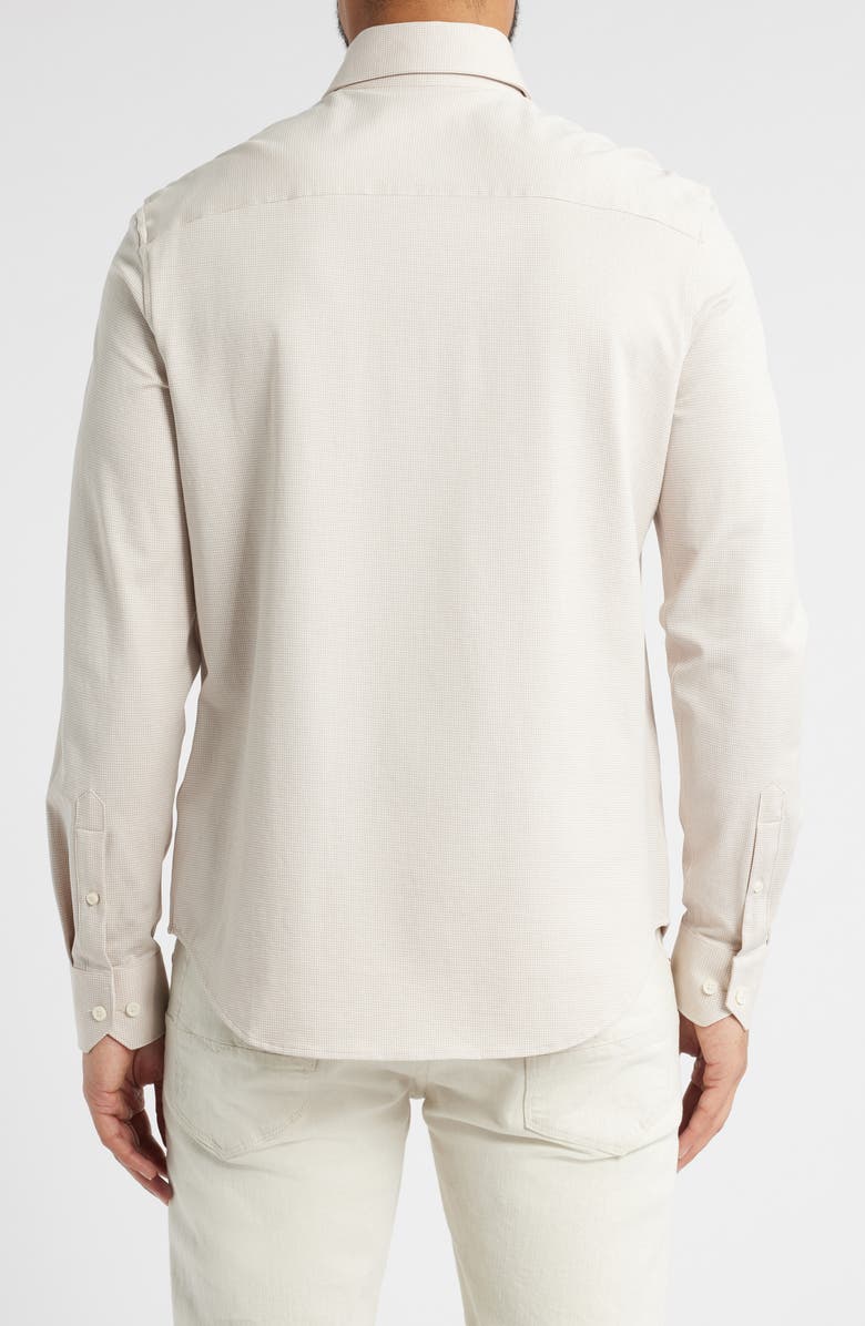 Bugatchi Devon Micro Houndstooth OoohCotton<sup>®</sup> Button-Up Shirt, Alternate, color, Sand