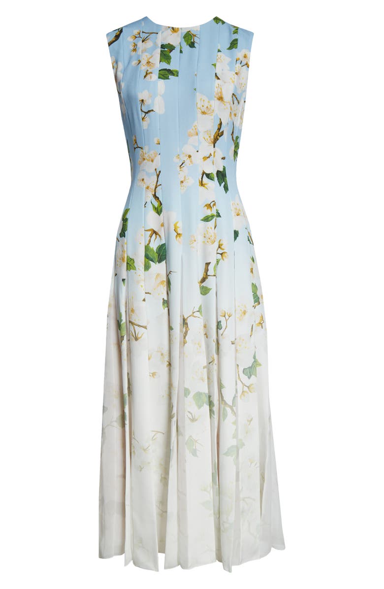 Oscar de la Renta Cherry Blossom Dégradé Sleeveless Cady & Chiffon Dress, Alternate, color, 