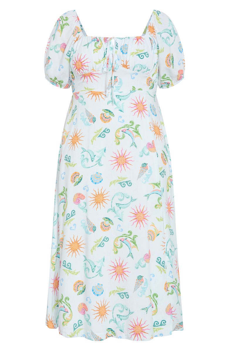 City Chic Abbie Ocean Print Sundress, Alternate, color, 