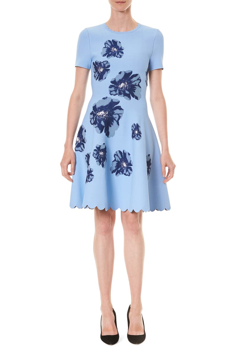 Carolina Herrera Fit & Flare Jacquard Dress, Main, color,