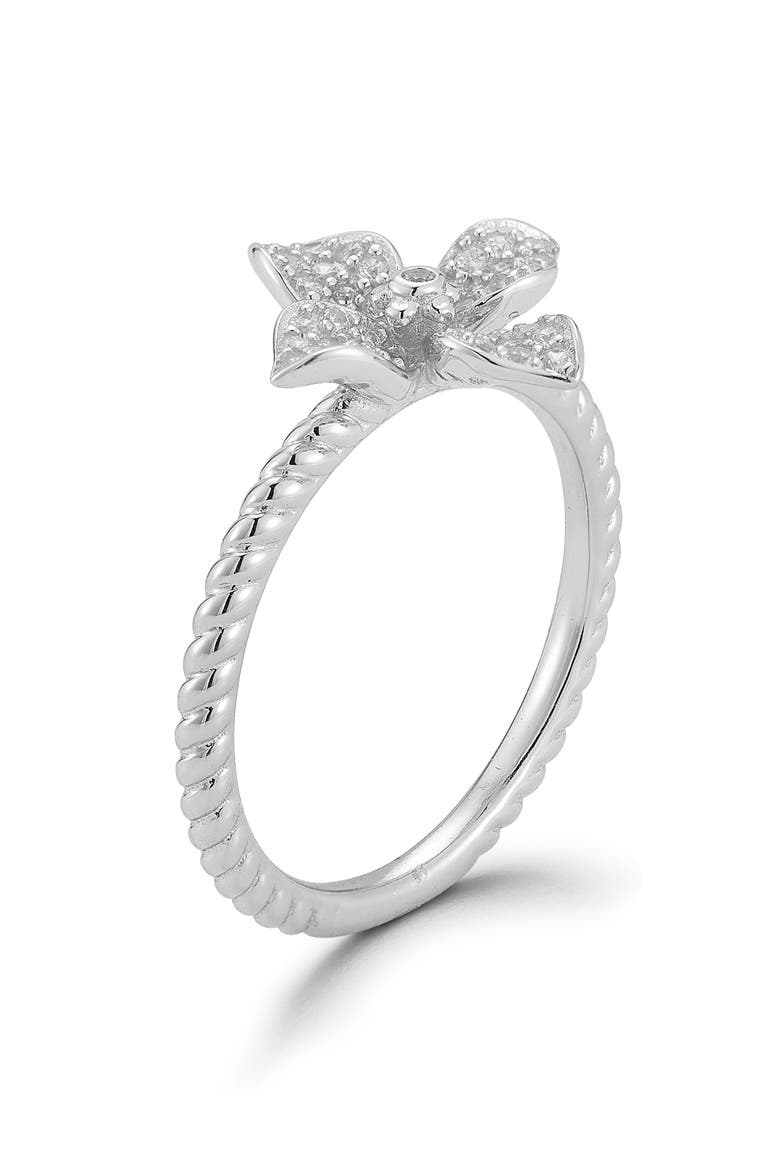 CZ Pavé Flower Ring, Alternate, color, SILVER