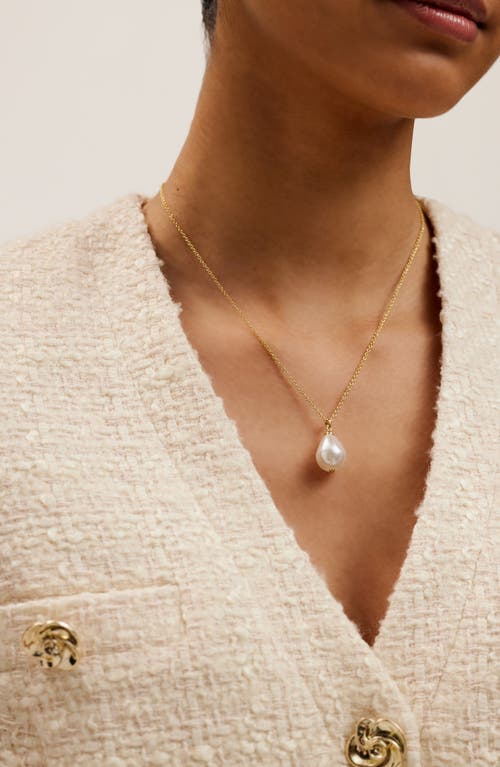Ted Baker Parmlia Faux Pearl Pendant Necklace In Gold Tone/pearl