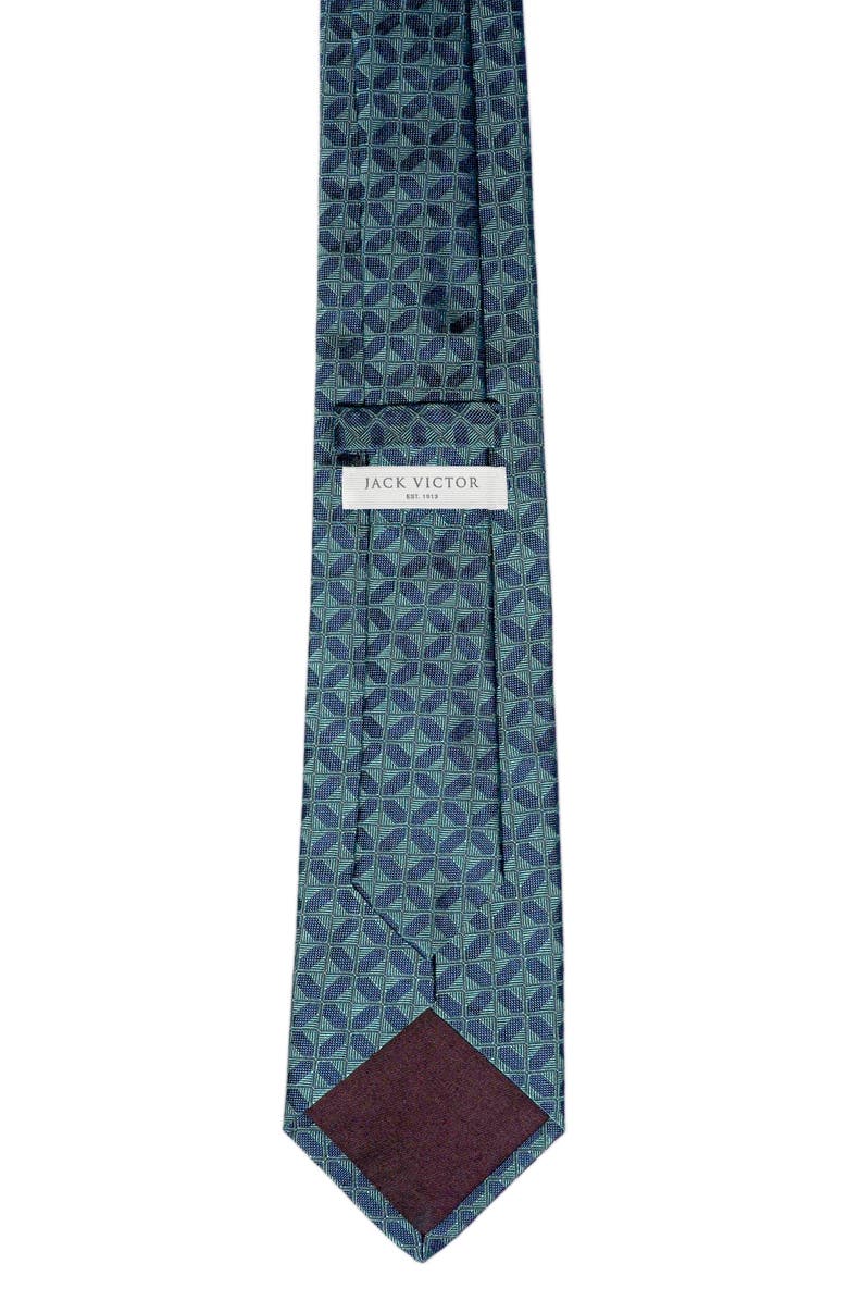 Jack Victor Gordon Geometric Jacquard Silk Tie, Alternate, color, Teal Jv
