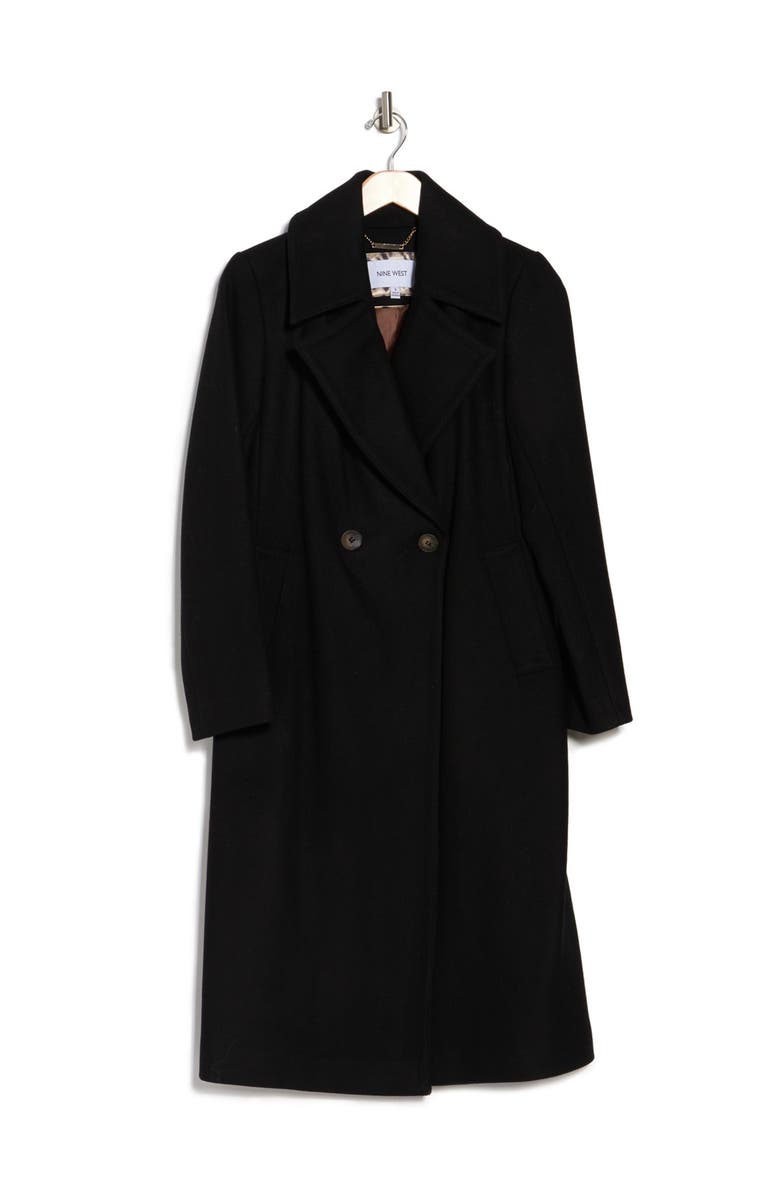 Nine West Double Breasted Long Wool Coat, Alternate, color,