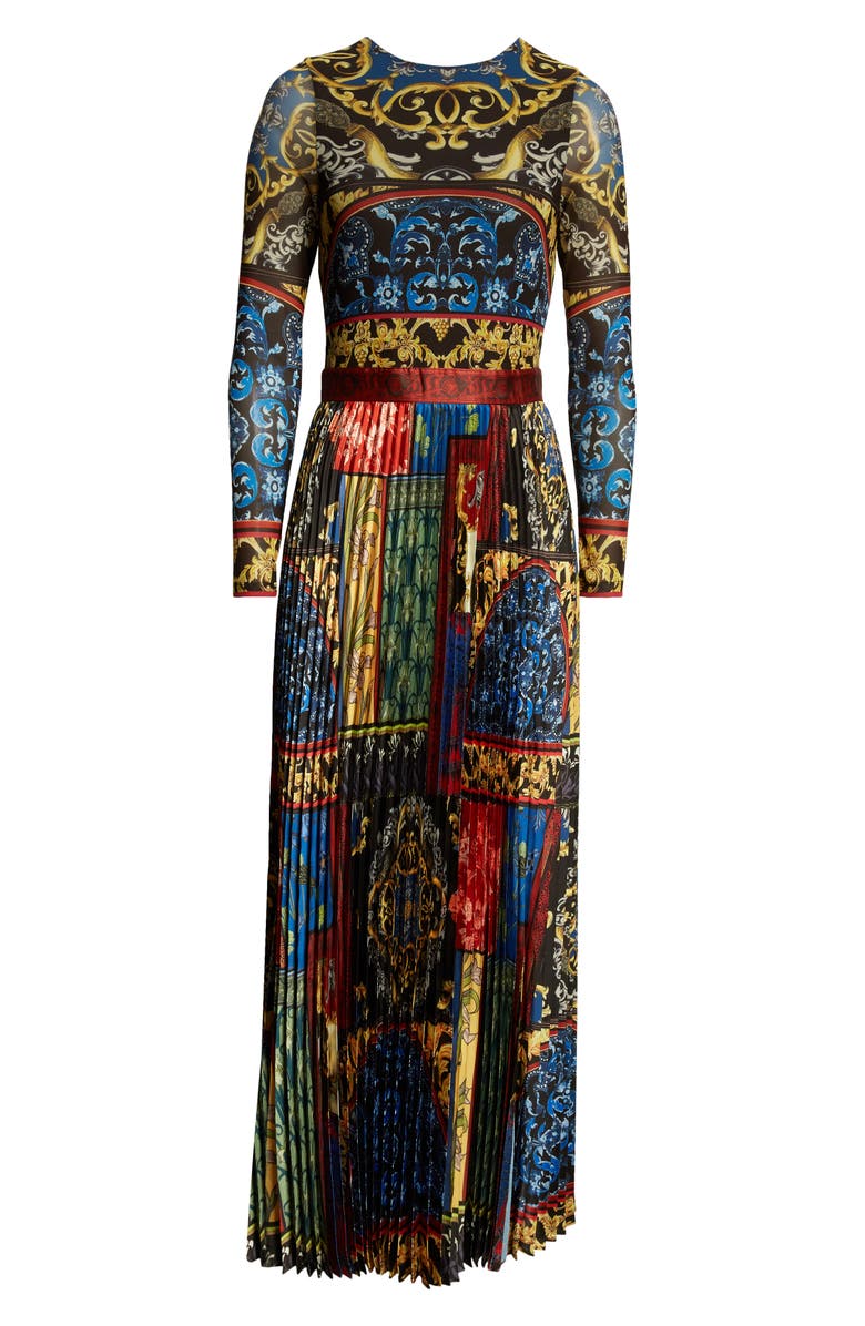 Alice + Olivia Ivey Long Sleeve Pleated Maxi Dress, Alternate, color, 