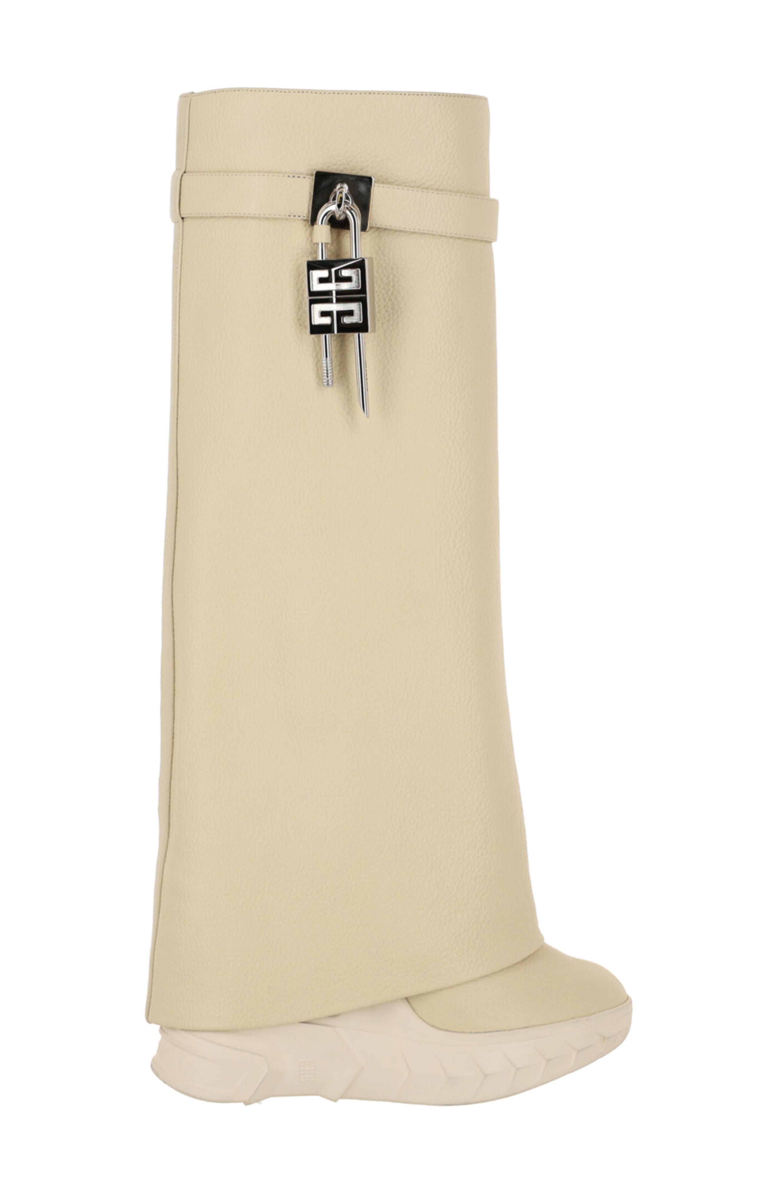 Givenchy Shark Lock Pant Shaft Leather Biker Boot, Alternate, color, Beige