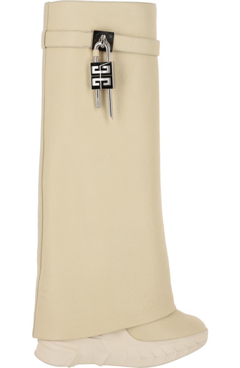 Givenchy Shark Lock Pant Shaft Leather Biker Boot, Alternate, color, Beige