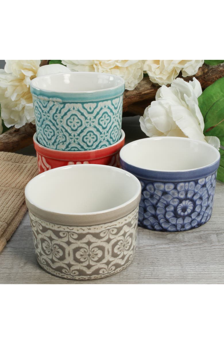 BIA Cordon Bleu Set of 4 Stoneware Dominique Tall Soufflé Dishes, Alternate, color, Multi