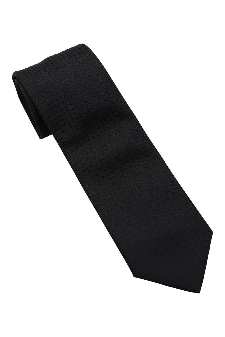 Textured Solid Tie, Main, color, BLACK
