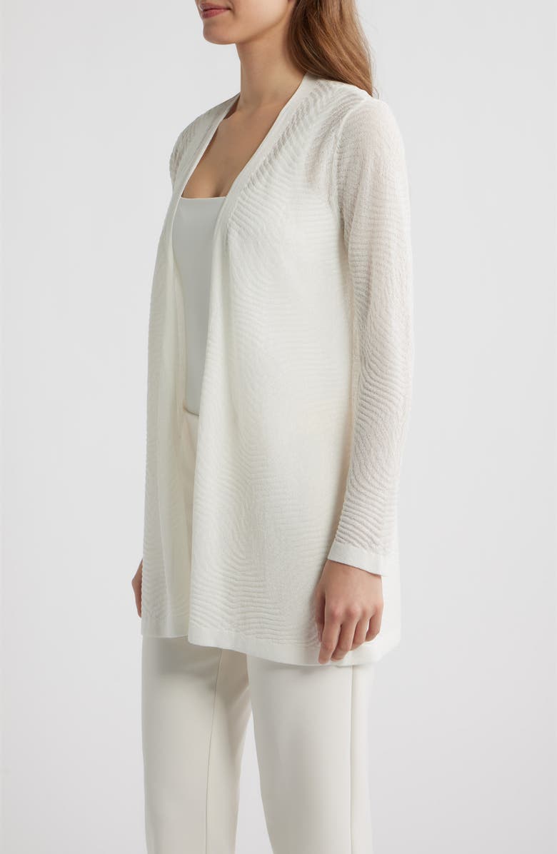 Anne Klein Texture Stitch Sheer Long Cardigan, Alternate, color, White Dove