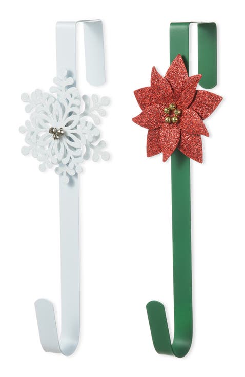 Christmas Metal Snowflake Poinsettia Wreath Hanger