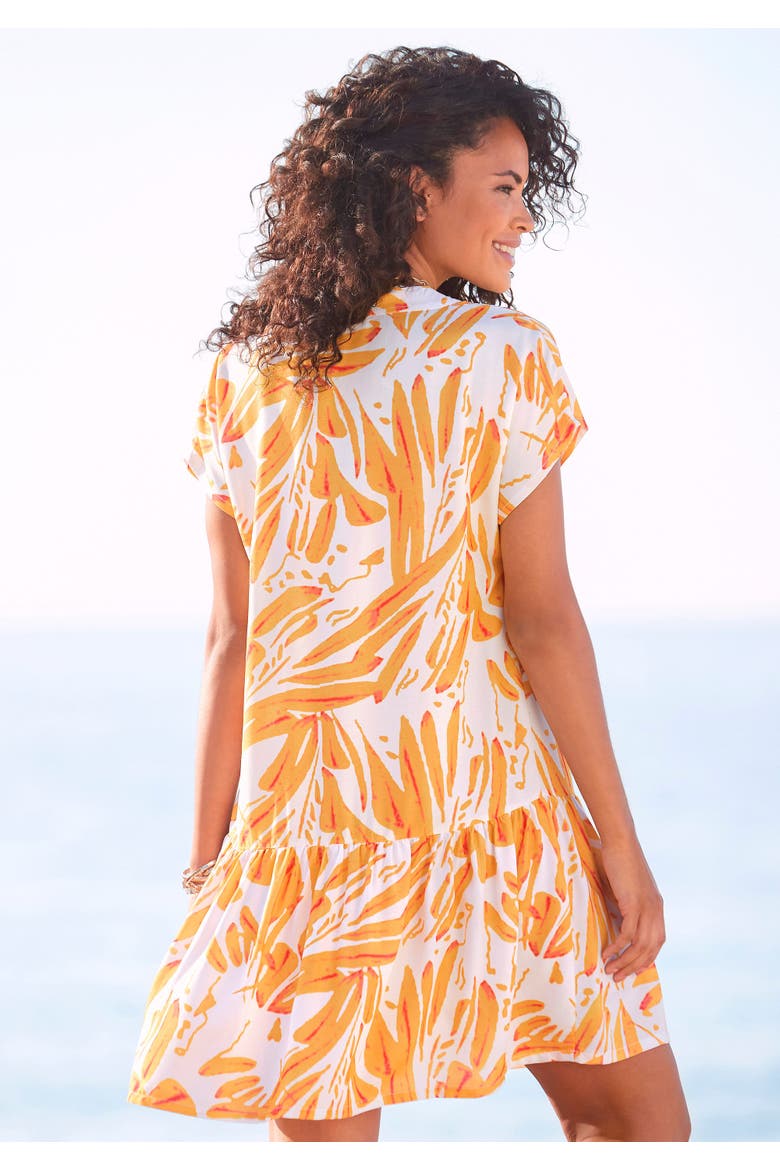 Women's Flounce Hem Shift Dress, Alternate, color, Sand Multi