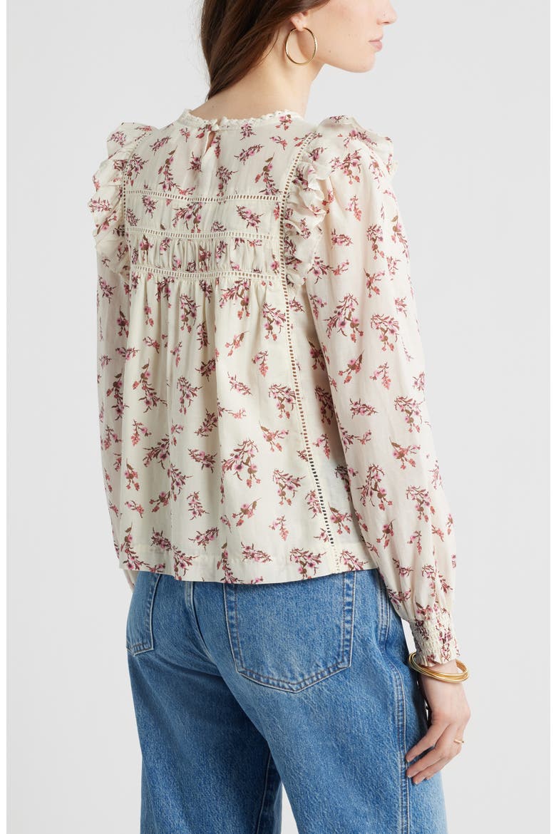 Ladder Cutout Cotton Top, Alternate, color, IVORY- PINK POSY FLORAL