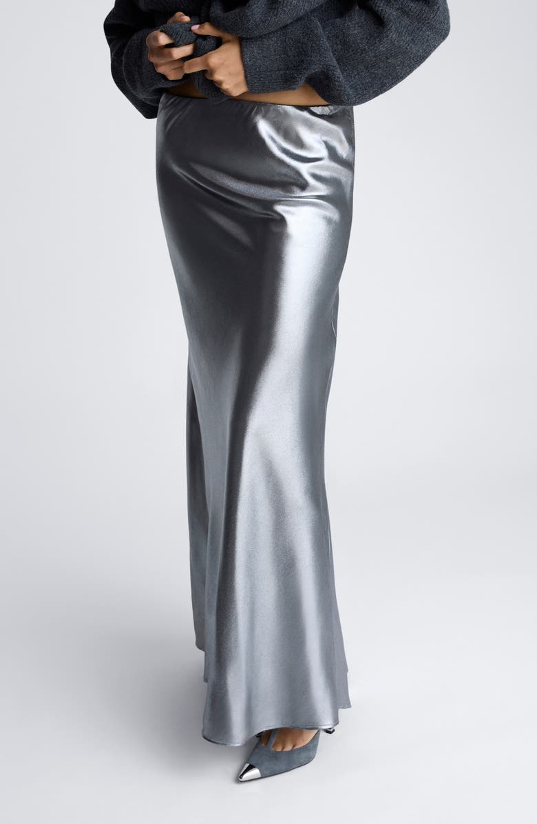 Kenneth Cole Metallic Bias Cut Maxi Skirt, Alternate, color,